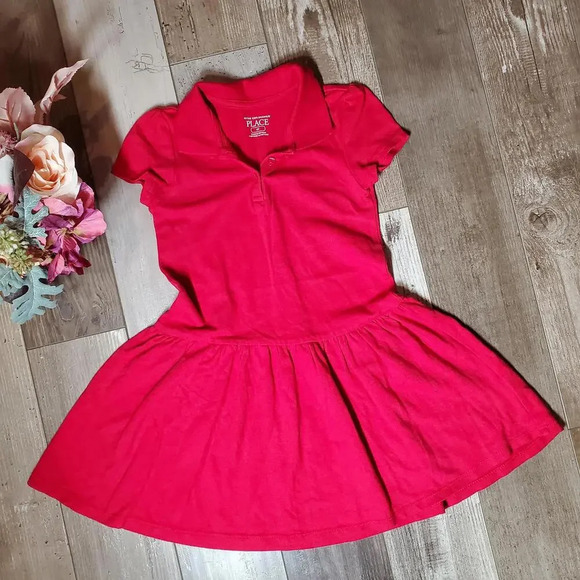 The Children's Place Ruby Red Polo Short Sleeve Dress Girls Size 4T NWOT - Picture 2 of 14
